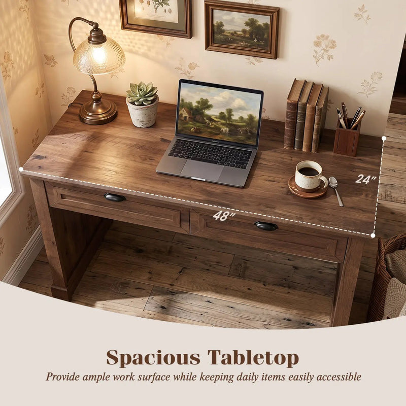 48" Farmhouse Executive Desk with 2 Drawers by DirectDeals