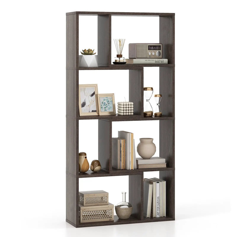 48 Inch 4-Tier Geometric Bookshelf with 8 Cubes for Living Room Bedroom by DirectDeals