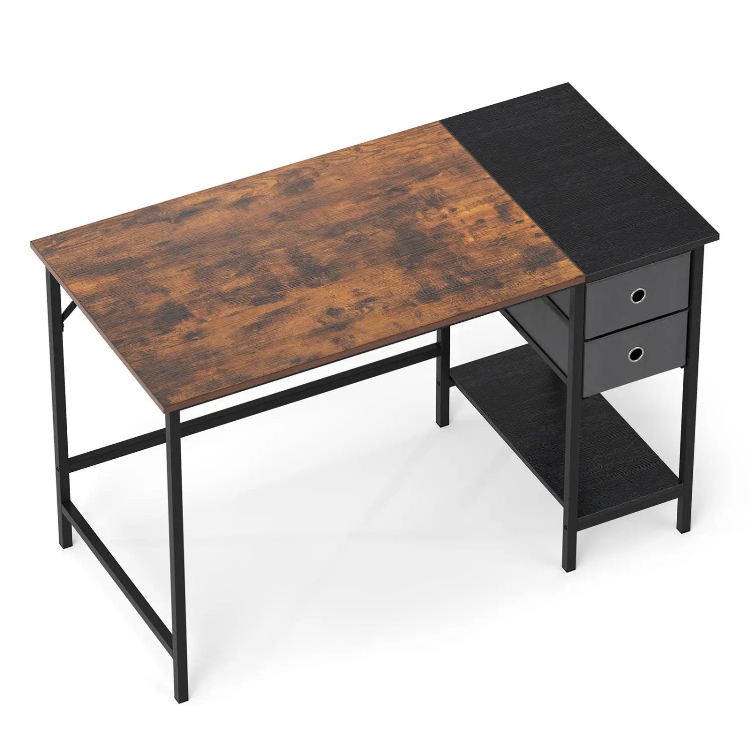 48 Inch Computer Desk with 2 Fabric Drawers Industrial Home Office Desk-Rustic Brown by DirectDeals