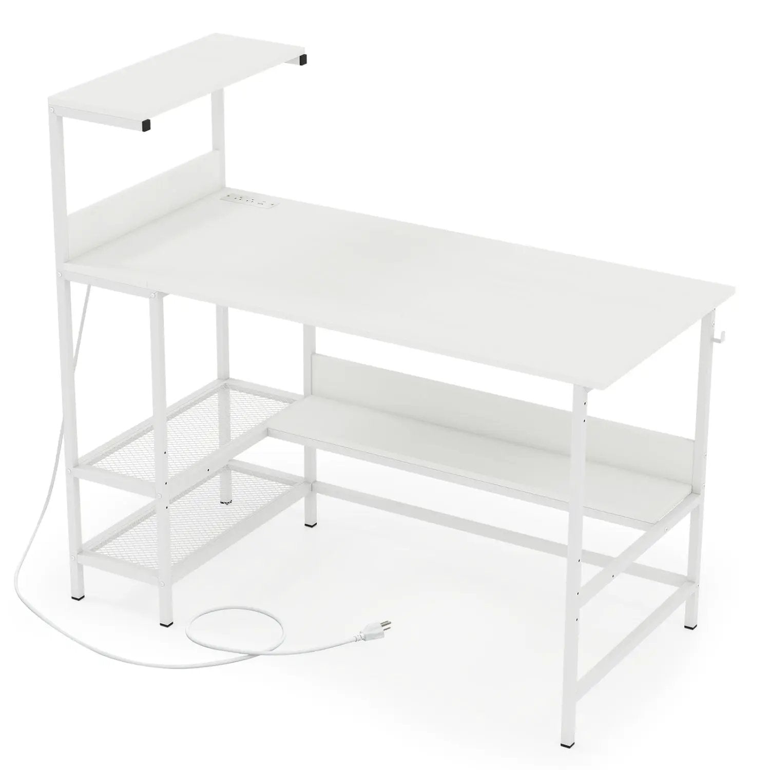 48 Inch Computer Desk with Power Outlets and Storage Shelves by DirectDeals
