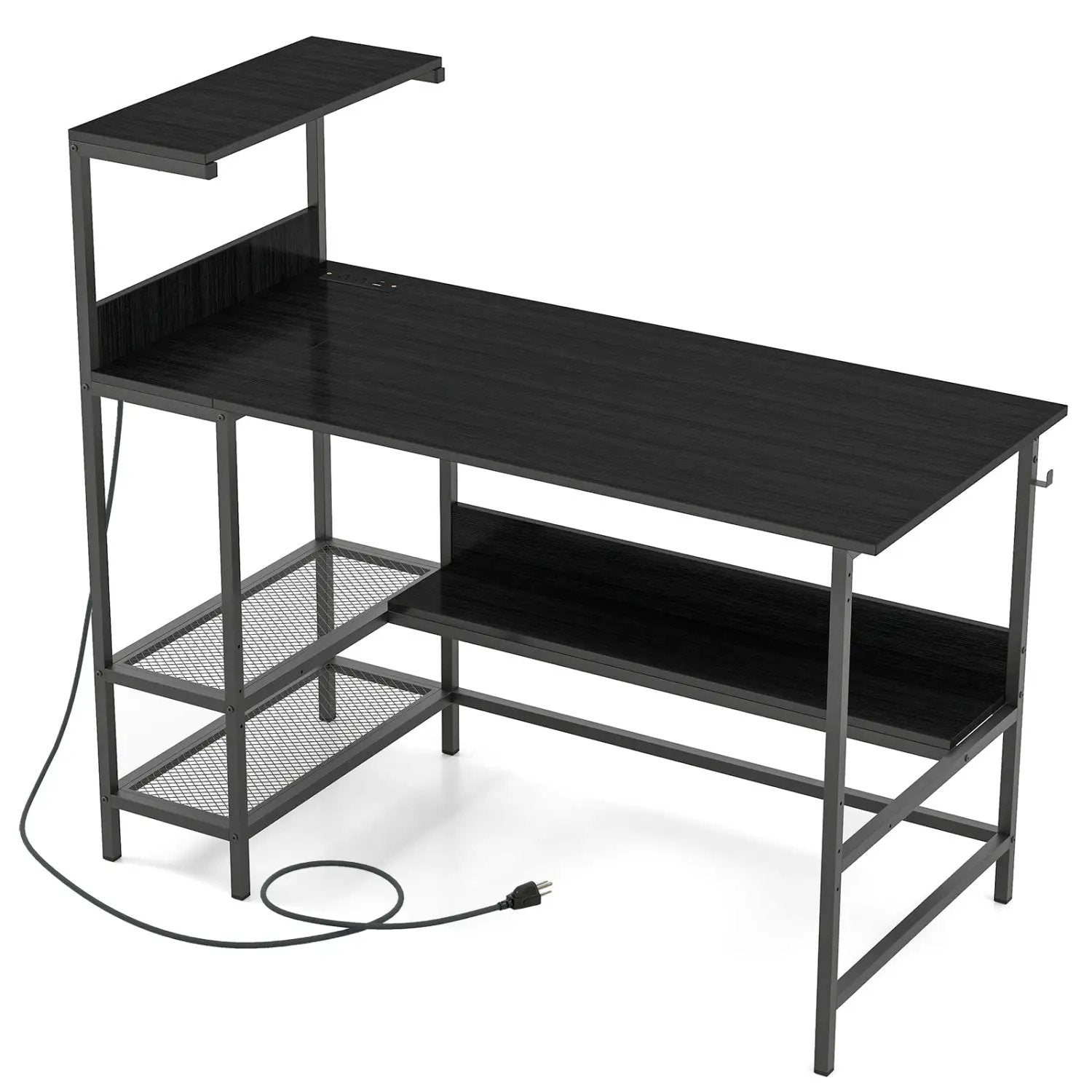 48 Inch Computer Desk with Power Outlets and Storage Shelves by DirectDeals
