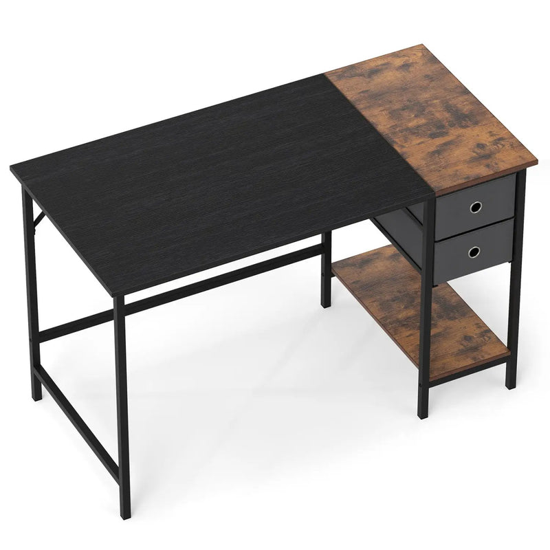 48 Inch Computer Desk with 2 Fabric Drawers Industrial Home Office Desk-Rustic Brown by DirectDeals