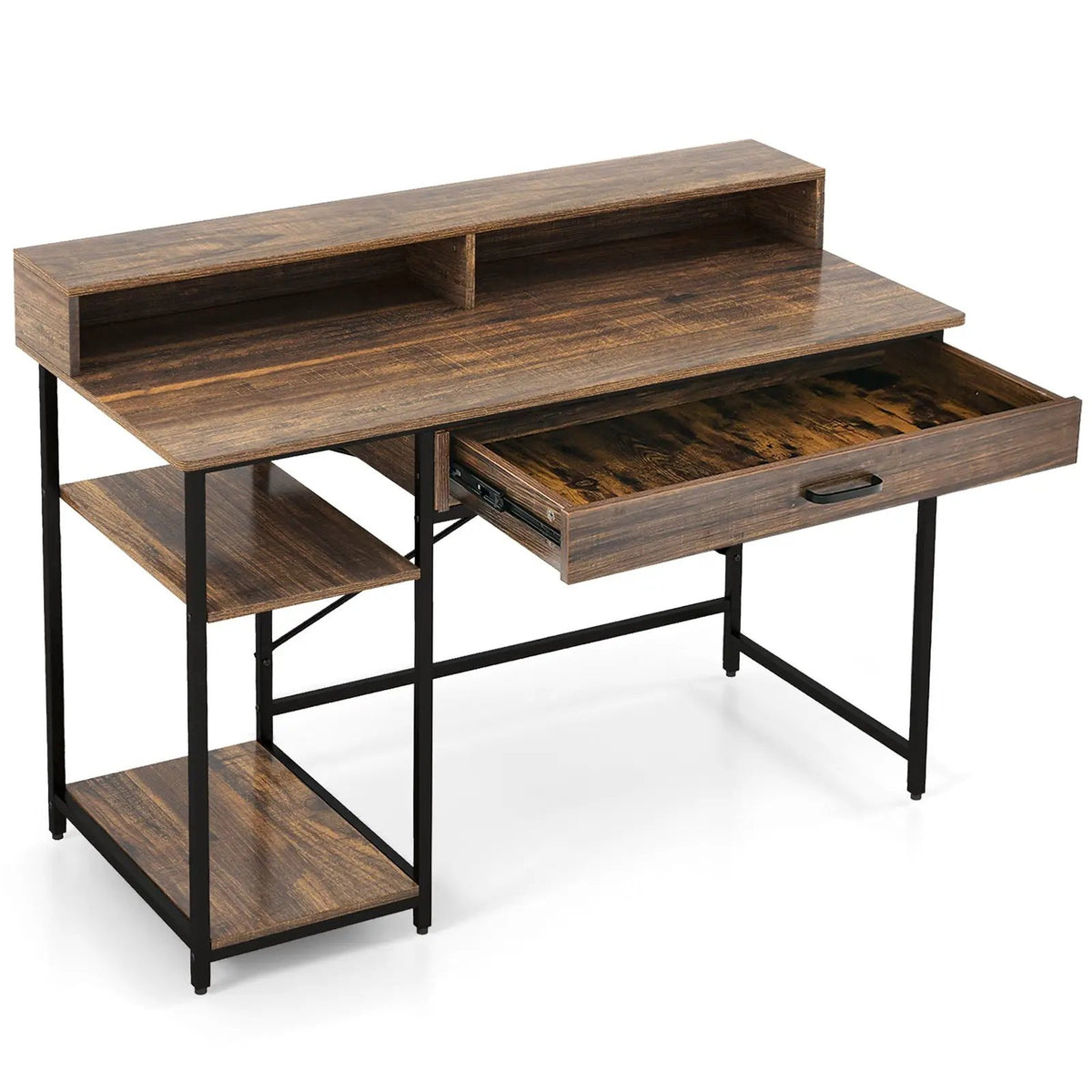 48 Inch Computer Desk with Monitor Stand Drawer and Shelves by DirectDeals