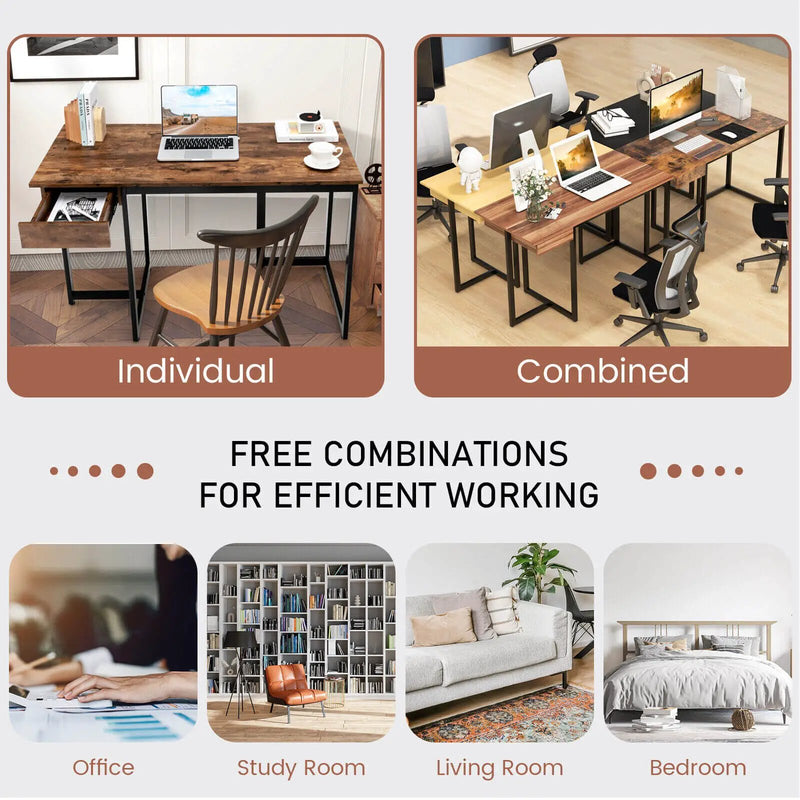 48 Inch Computer Desk with Metal Frame and Adjustable Pads by DirectDeals