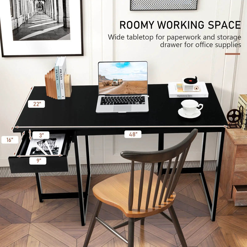 48 Inch Computer Desk with Metal Frame and Adjustable Pads by DirectDeals