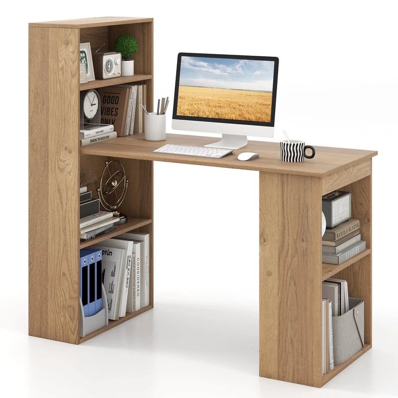 Computer Desk Writing Workstation Office with 6-Tier Storage Shelves by DirectDeals