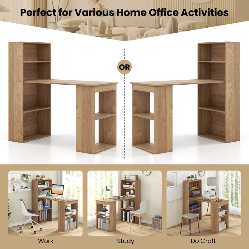 Computer Desk Writing Workstation Office with 6-Tier Storage Shelves by DirectDeals