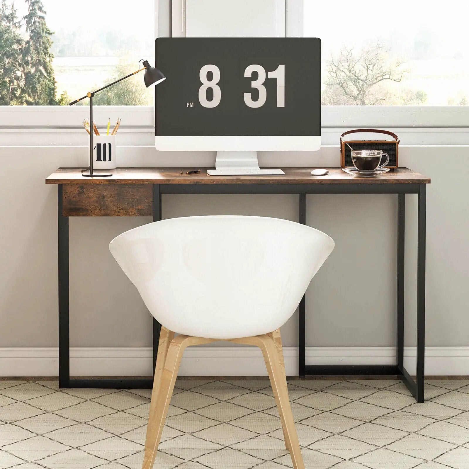 48 Inch Computer Desk with Metal Frame and Adjustable Pads by DirectDeals