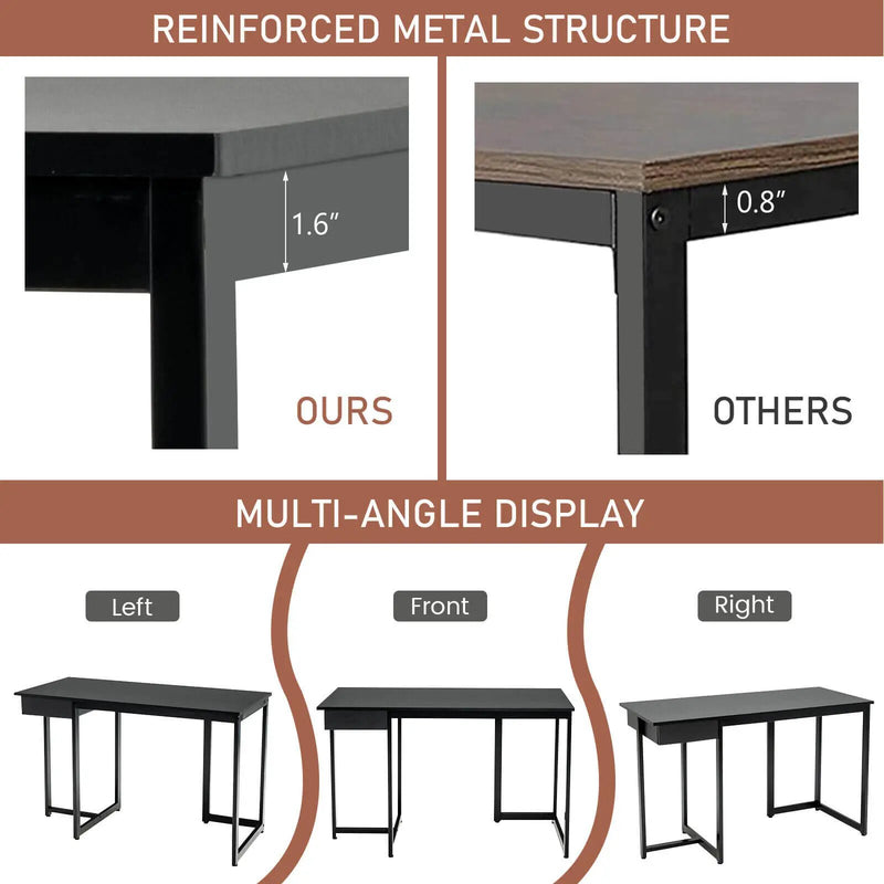 48 Inch Computer Desk with Metal Frame and Adjustable Pads by DirectDeals