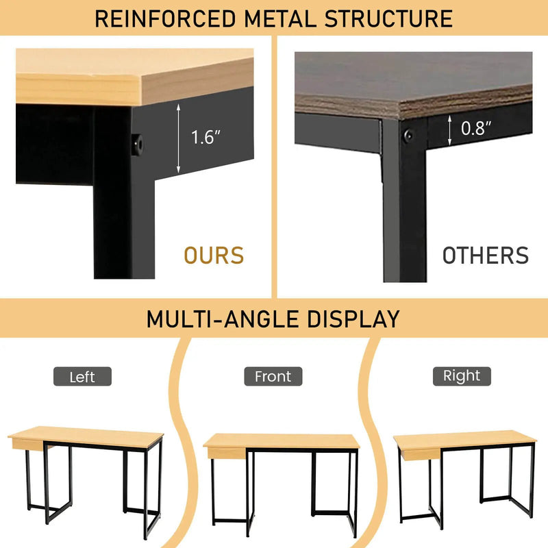 48 Inch Computer Desk with Metal Frame and Adjustable Pads by DirectDeals
