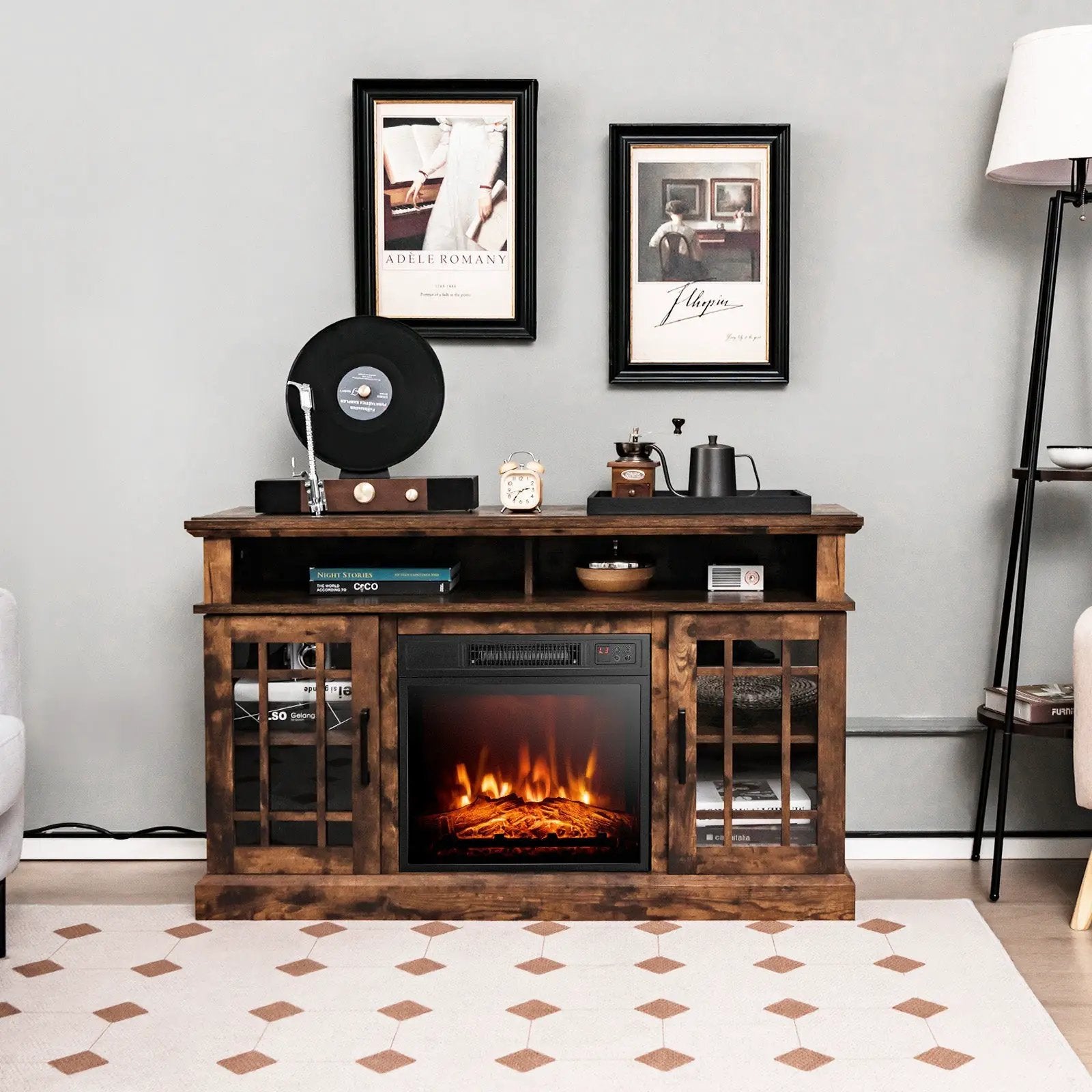 48 Inch Electric Fireplace TV Stand with Cabinets for TVs Up to 5 by DirectDeals