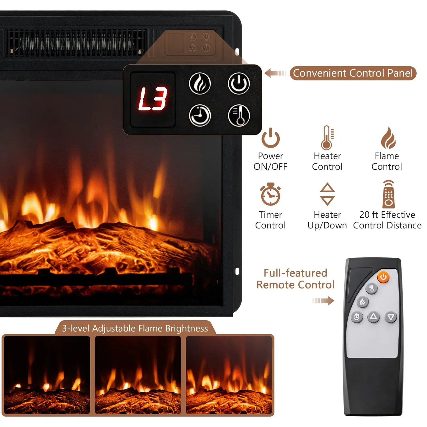 48 Inch Electric Fireplace TV Stand with Cabinets for TVs Up to 5 by DirectDeals