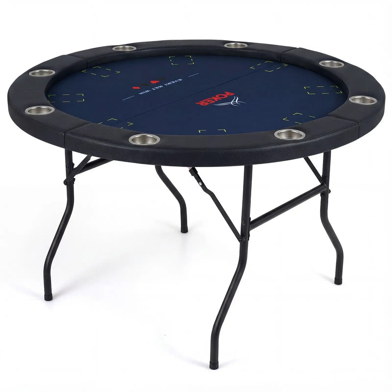 48 Inch Foldable Poker Table with 8 Cup Holders and Padded Edges by DirectDeals