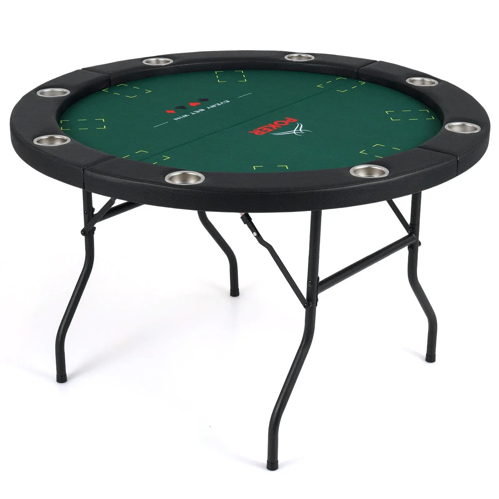 48 Inch Foldable Poker Table with 8 Cup Holders and Padded Edges by DirectDeals