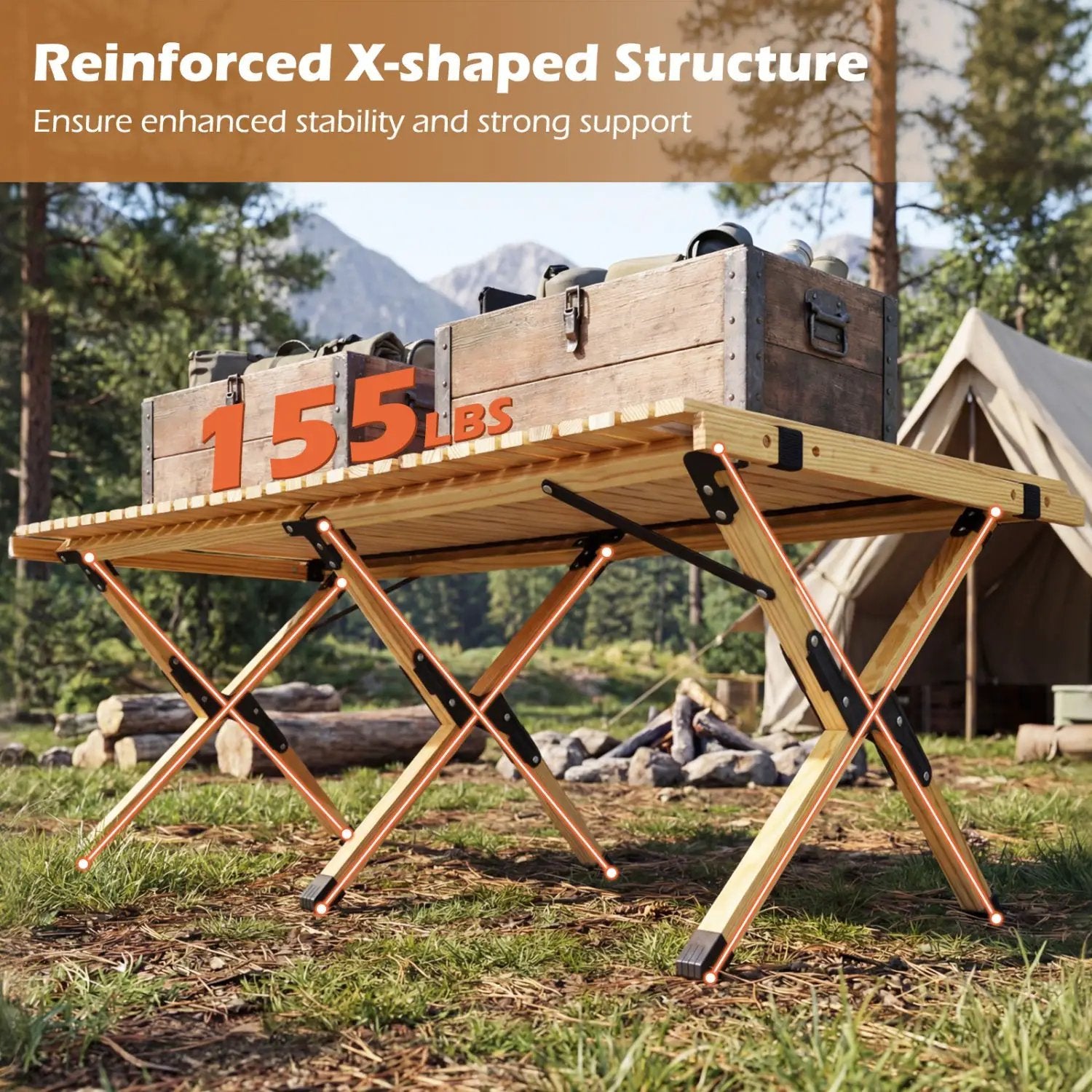 48 Inch Folding Camping Table with Carry Bag for Backyard by DirectDeals