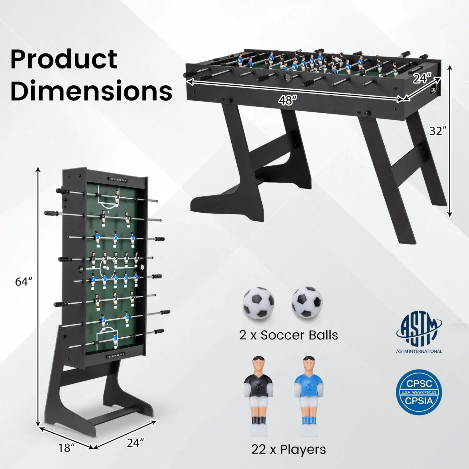 48 Inch Folding Foosball Table - Competition Size by DirectDeals