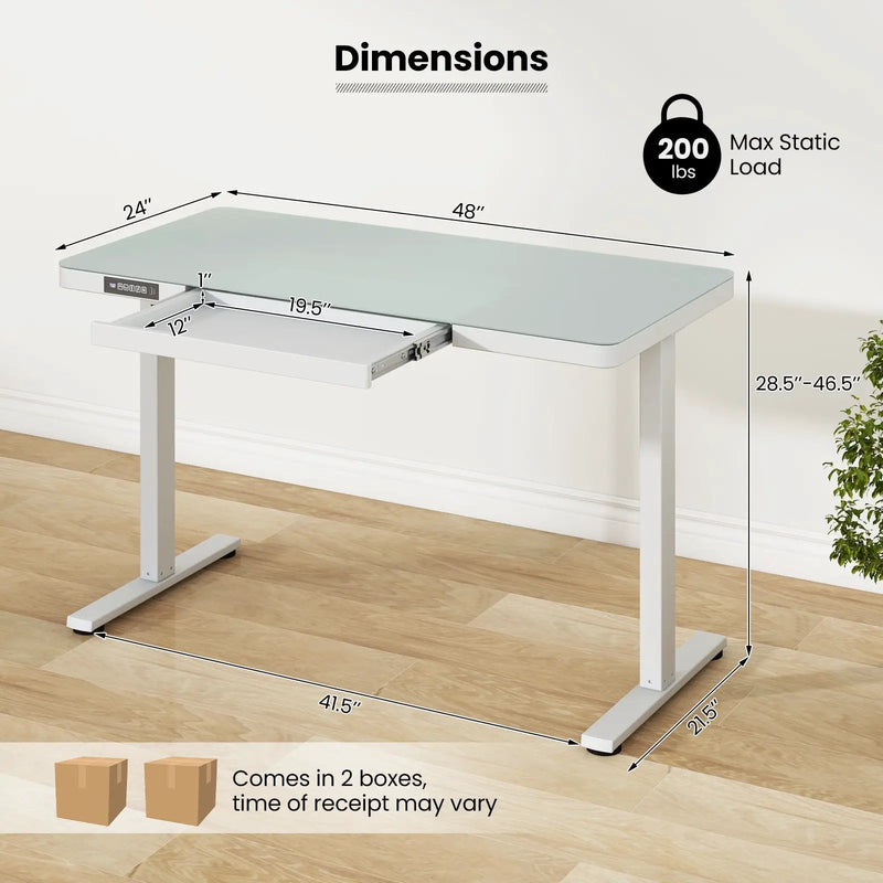 48-Inch Height Adjustable Electric Standing Desk with Drawer by DirectDeals