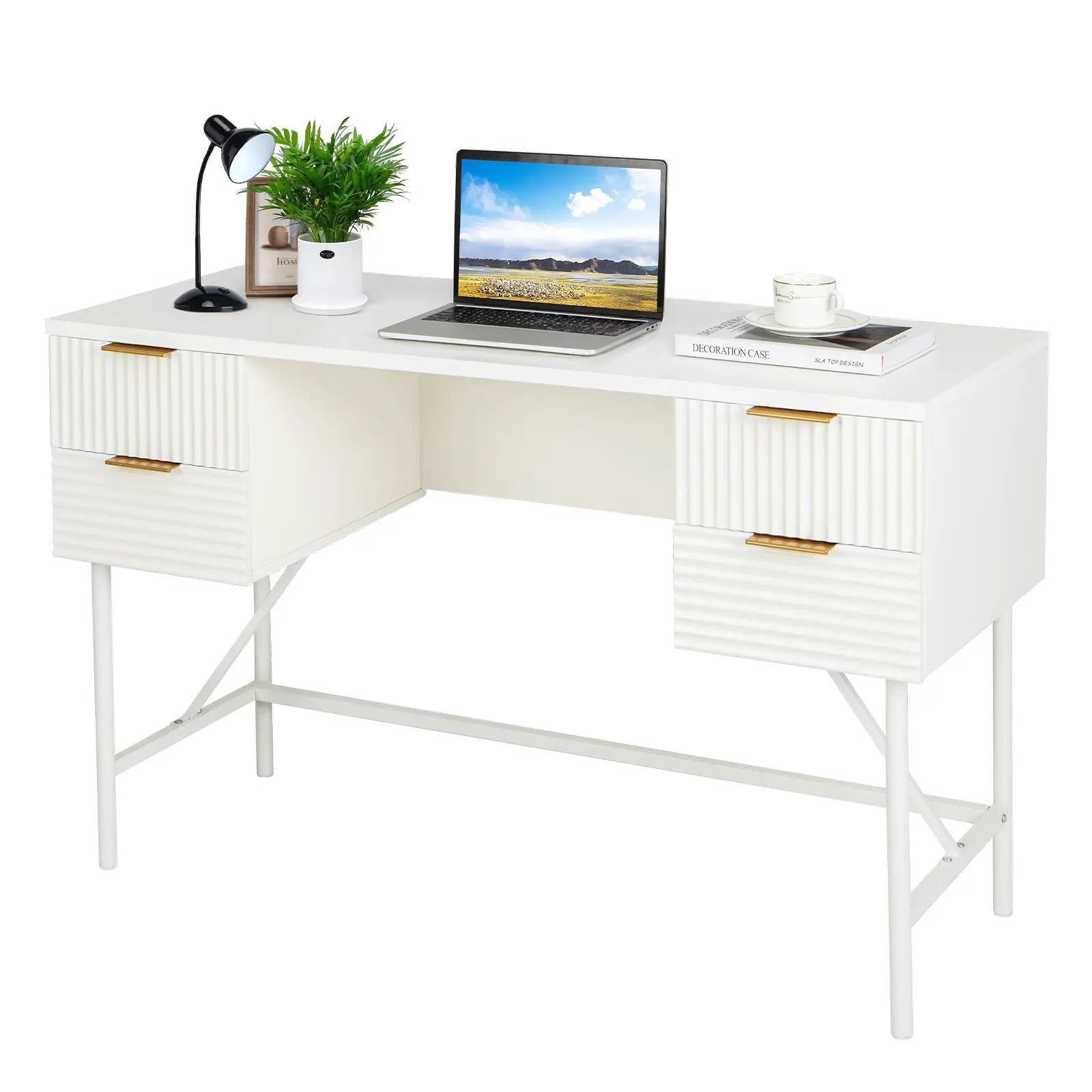 48 Inch Home Office Computer Desk with 4 Drawers-White by DirectDeals
