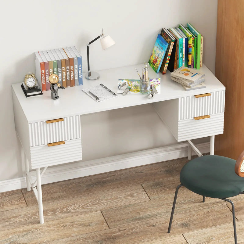 48 Inch Home Office Computer Desk with 4 Drawers-White by DirectDeals