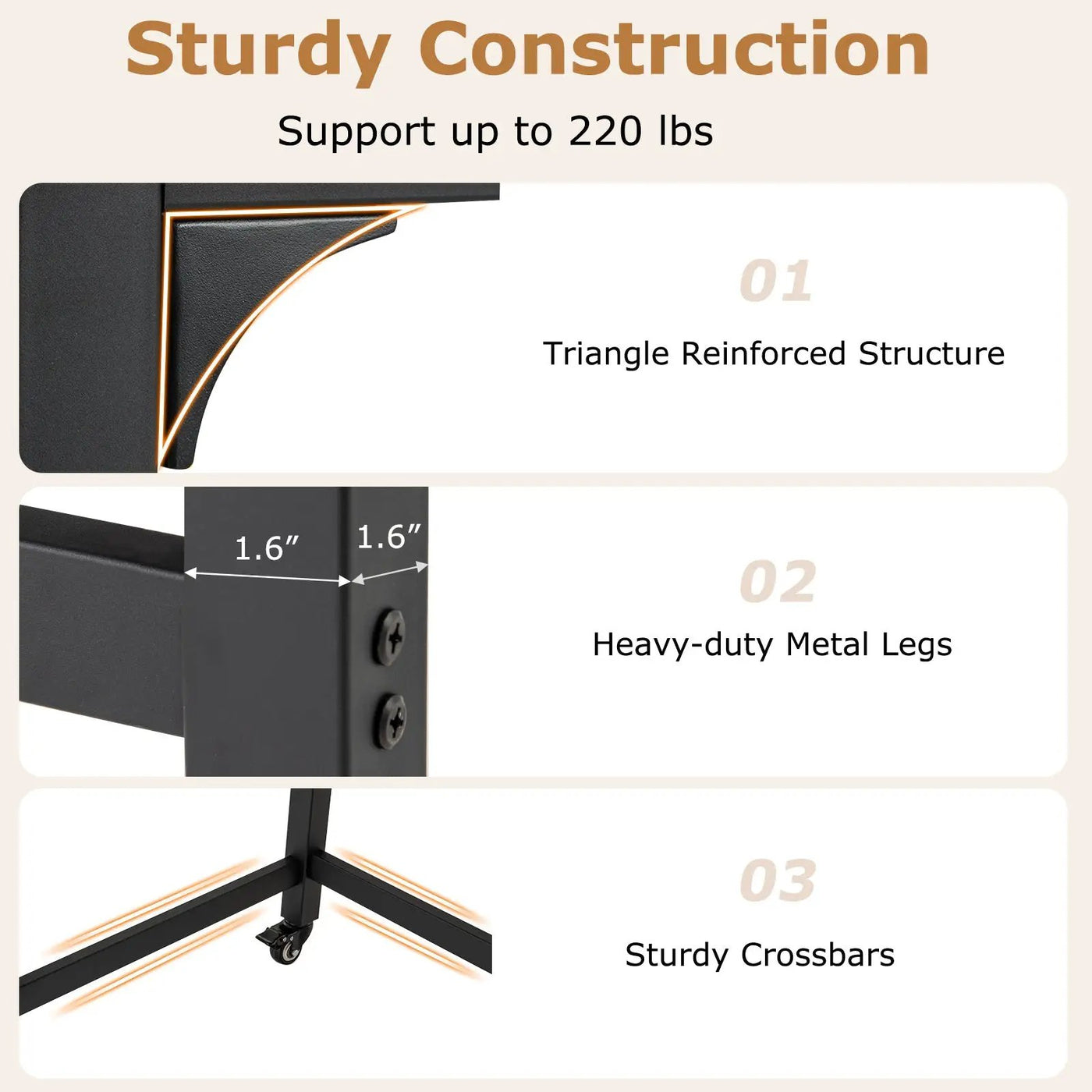 48 Inch Mobile Computer Workstation with 4 Smooth Casters by DirectDeals