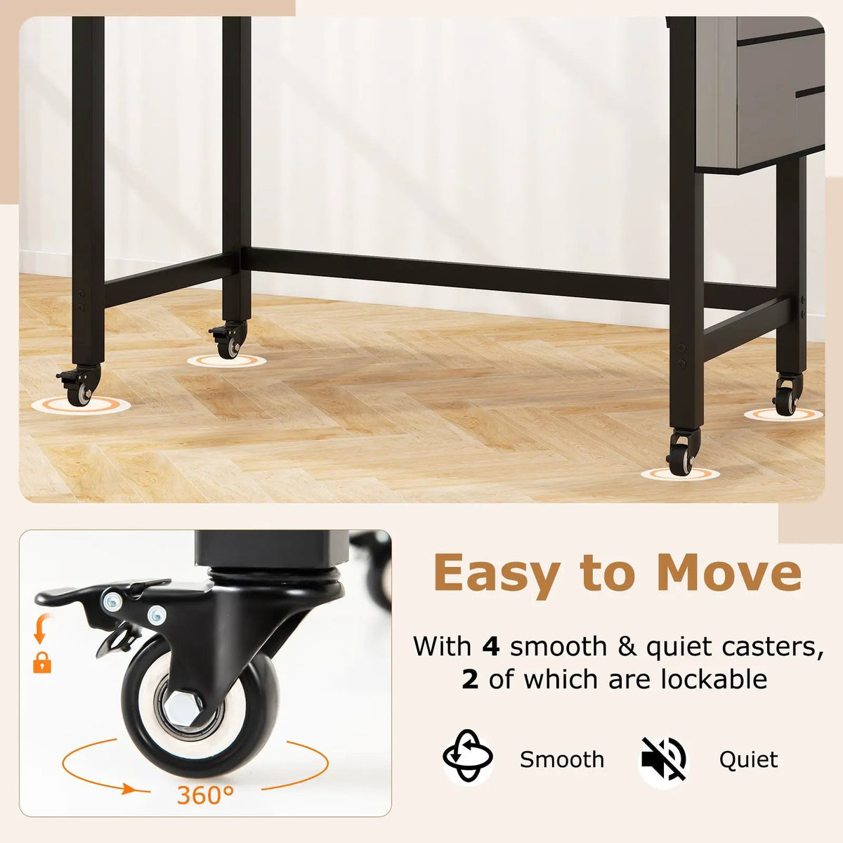 48 Inch Mobile Computer Workstation with 4 Smooth Casters by DirectDeals