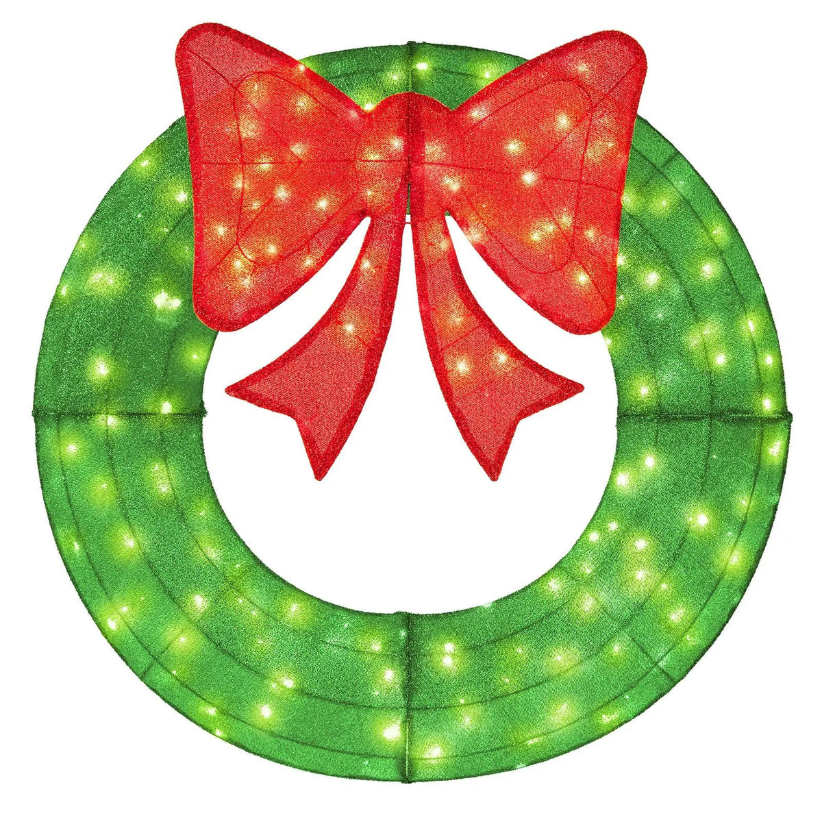 48 Inch Pre-Lit Lighted Christmas Mesh Wreath with Bow and 200 LED Bulbs by DirectDeals