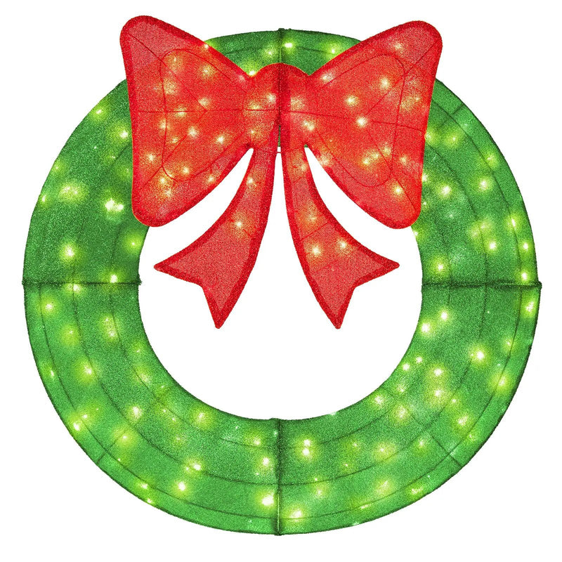 48 Inch Pre-Lit Lighted Christmas Mesh Wreath with Bow and 200 LED Bulbs by DirectDeals