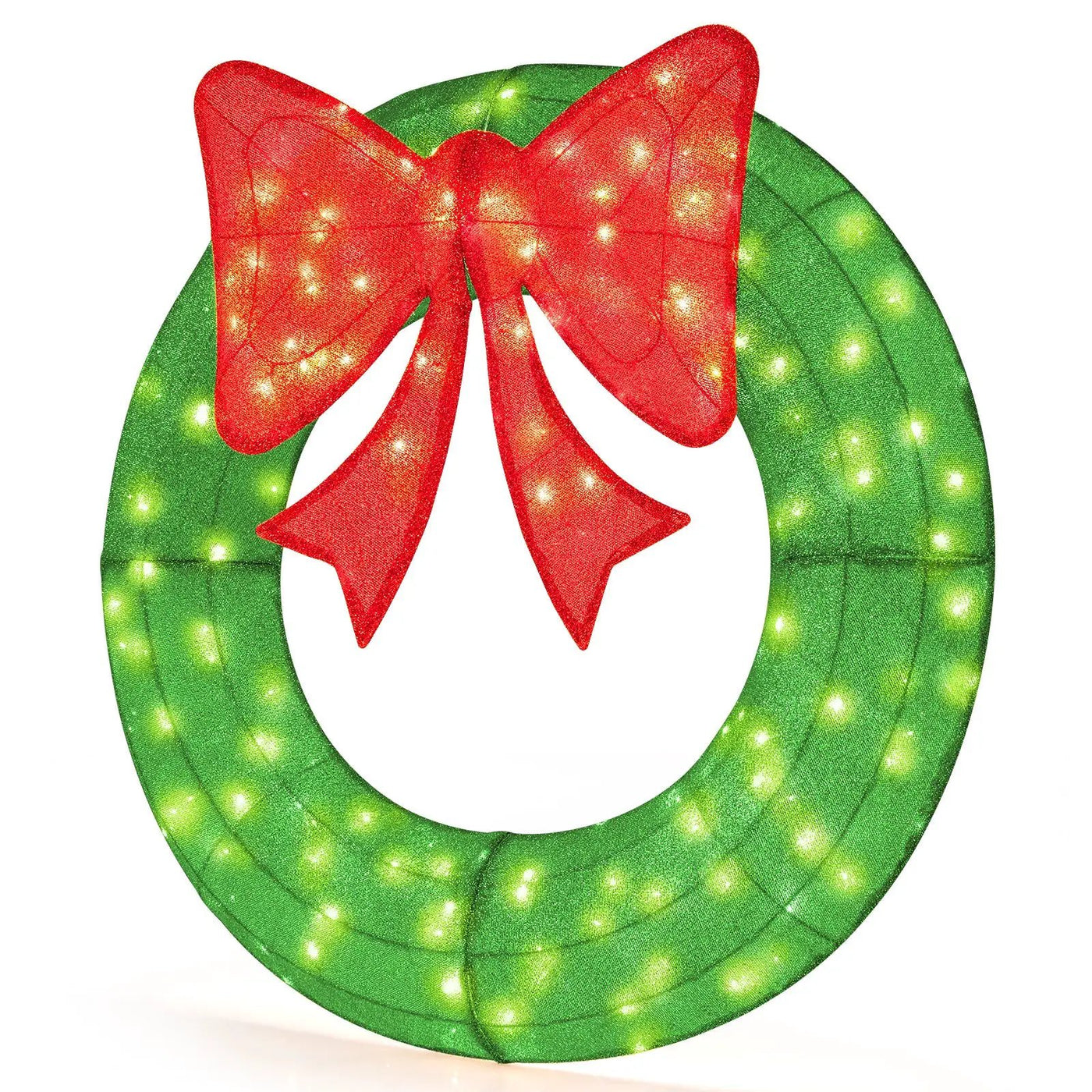 48 Inch Pre-Lit Lighted Christmas Mesh Wreath with Bow and 200 LED Bulbs by DirectDeals