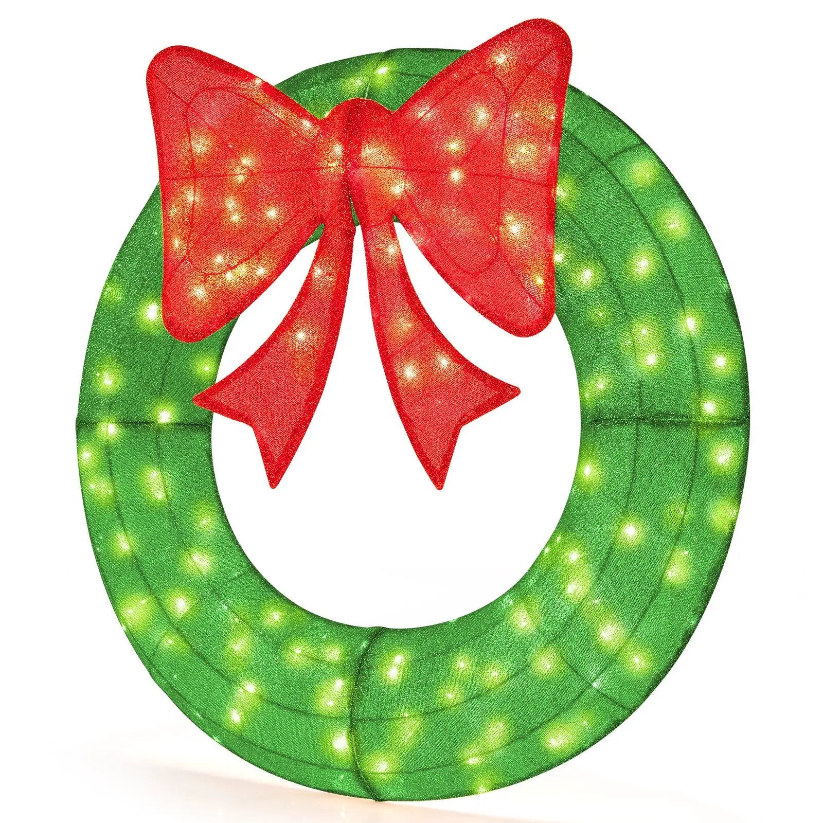 48 Inch Pre-Lit Lighted Christmas Mesh Wreath with Bow and 200 LED Bulbs by DirectDeals
