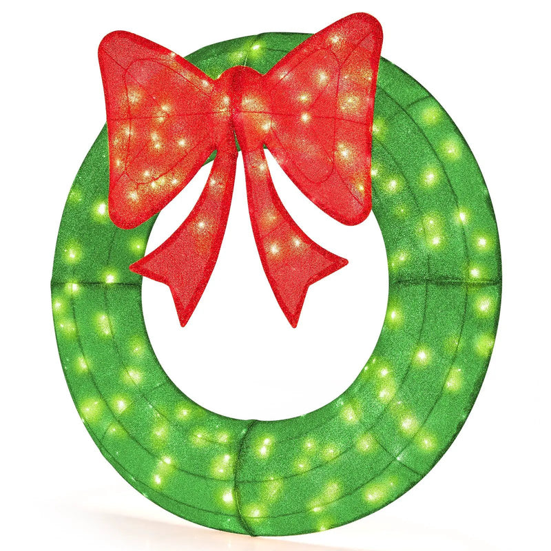 48 Inch Pre-Lit Lighted Christmas Mesh Wreath with Bow and 200 LED Bulbs by DirectDeals