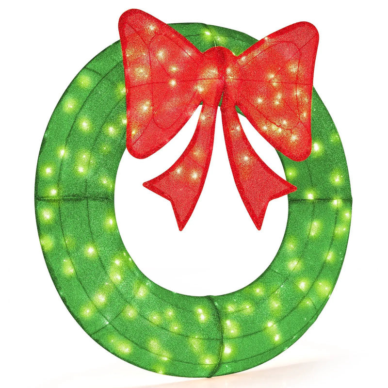 48 Inch Pre-Lit Lighted Christmas Mesh Wreath with Bow and 200 LED Bulbs by DirectDeals
