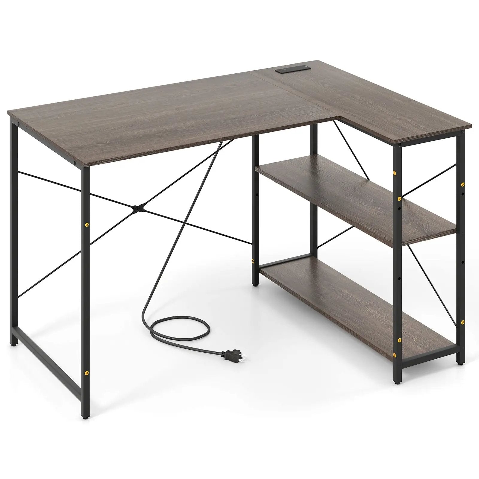 48 Inch Reversible L Shaped Computer Desk with Adjustable Shelf by DirectDeals