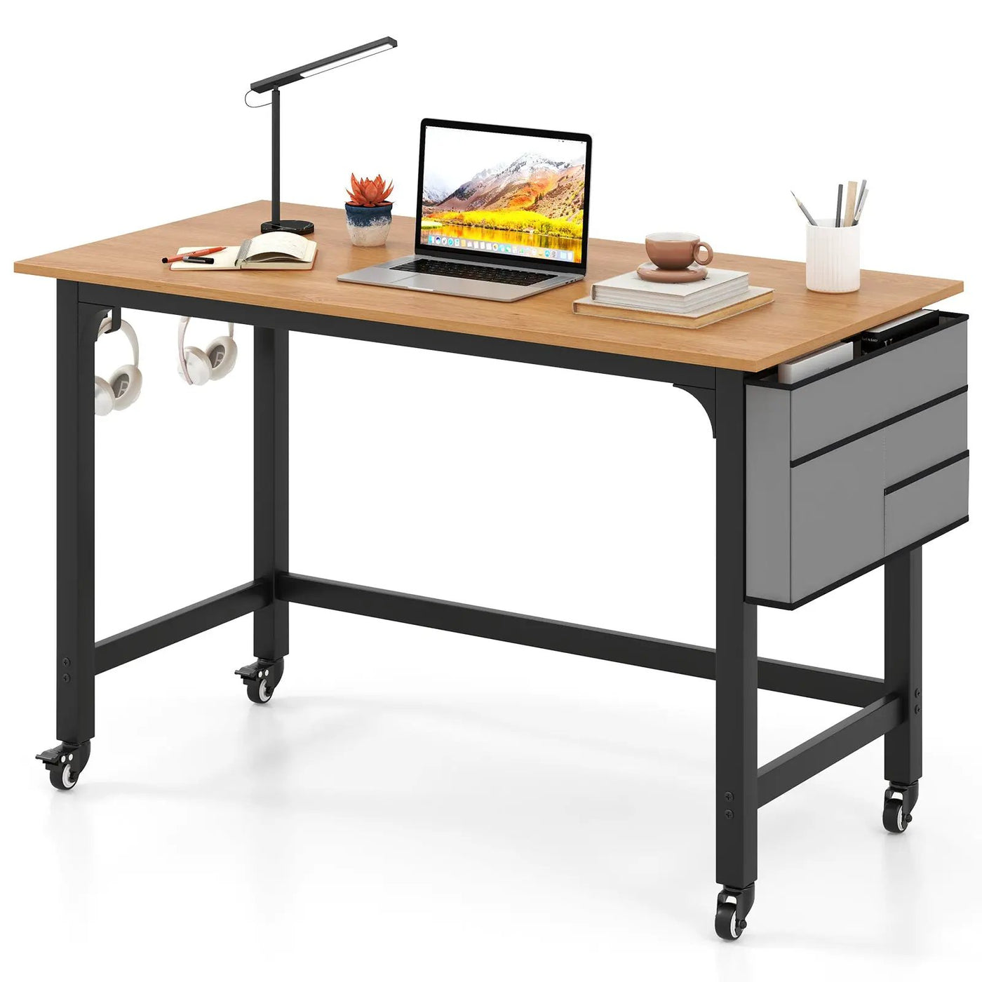 48 Inch Mobile Computer Workstation with 4 Smooth Casters by DirectDeals