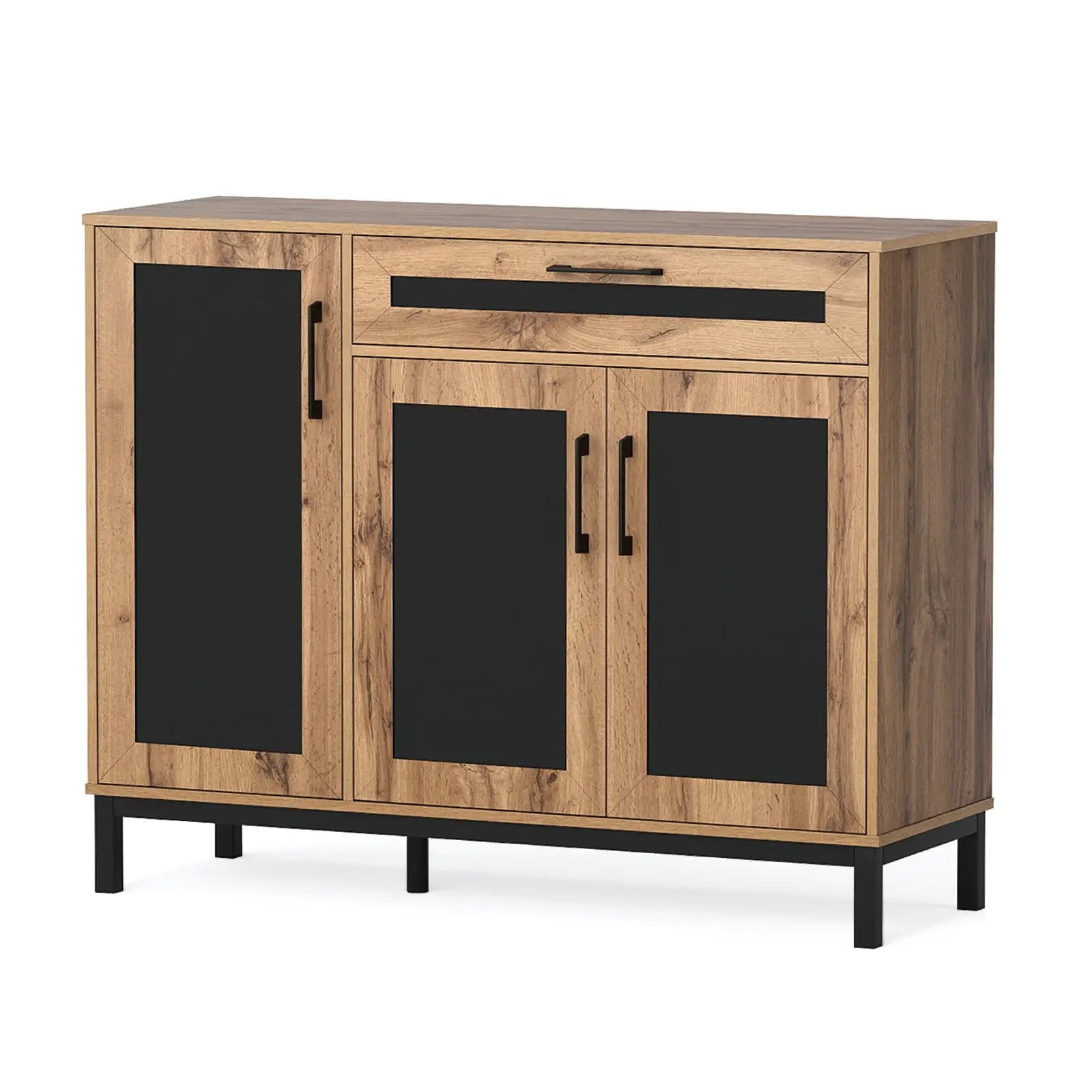 48 Inch Sideboard Buffet Cabinet with Drawer and Metal Legs-Natural by DirectDeals