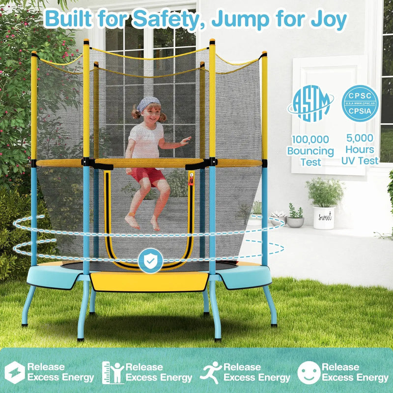 48 Inch Toddler Trampoline with Safety Enclosure Net by DirectDeals