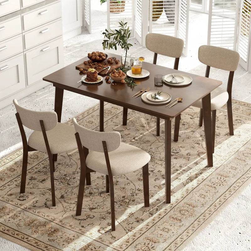 48 Inch Wooden Dining Table with Rubber Wood Legs for 4 People-Brown by DirectDeals