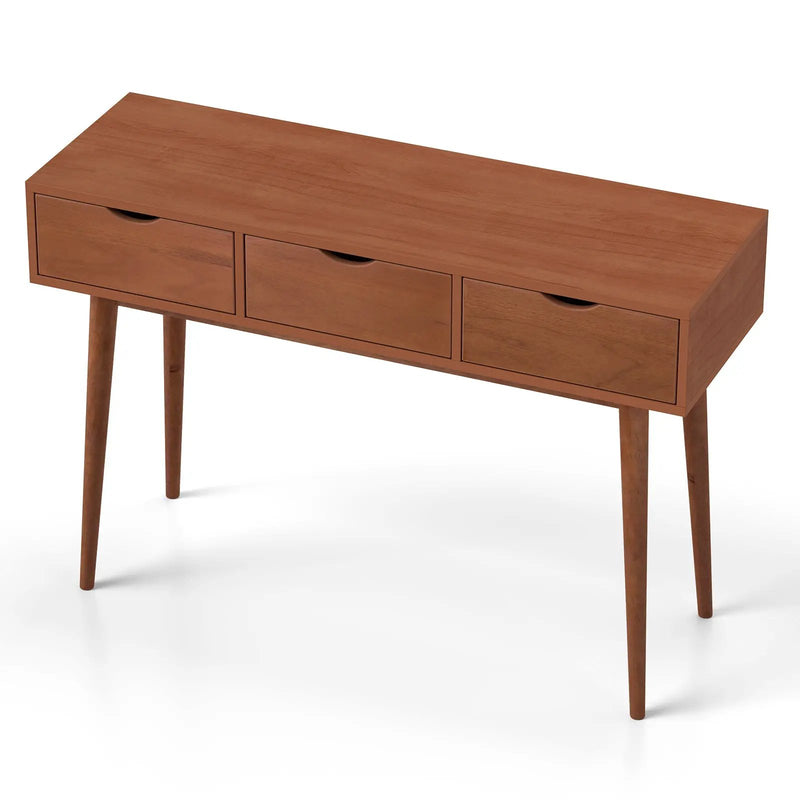 48 Inch Writing Computer Desk with 3 Drawers Solid Wood Legs-Walnut by DirectDeals