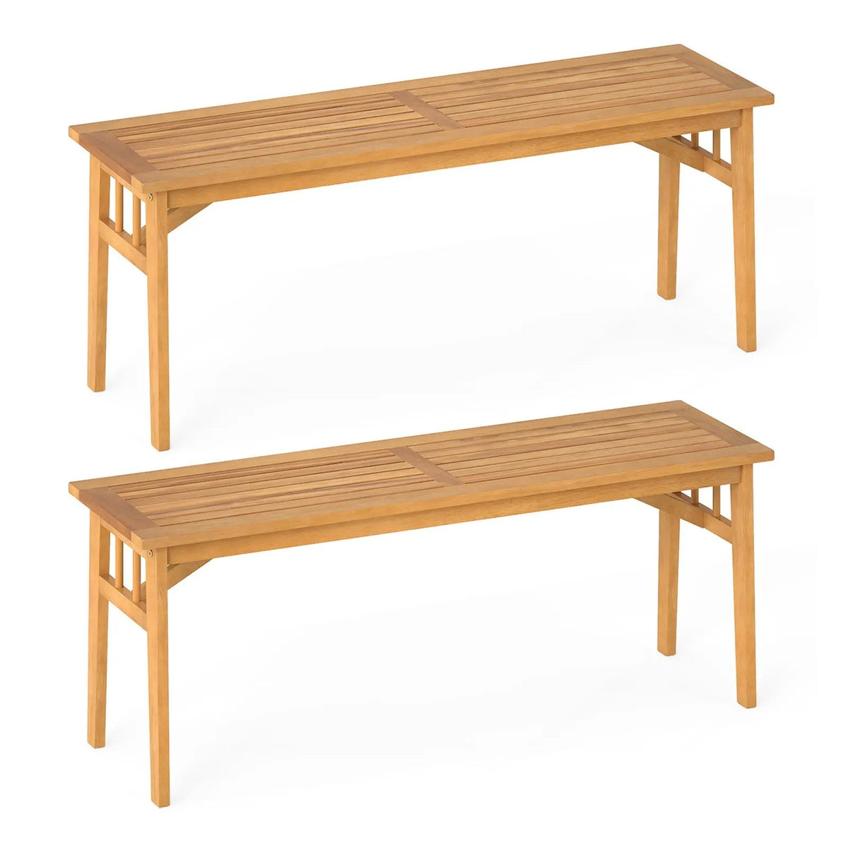 48 Inches Acacia Wood Bench with Breathable Slat Seat and Stable Triangular Structure by DirectDeals