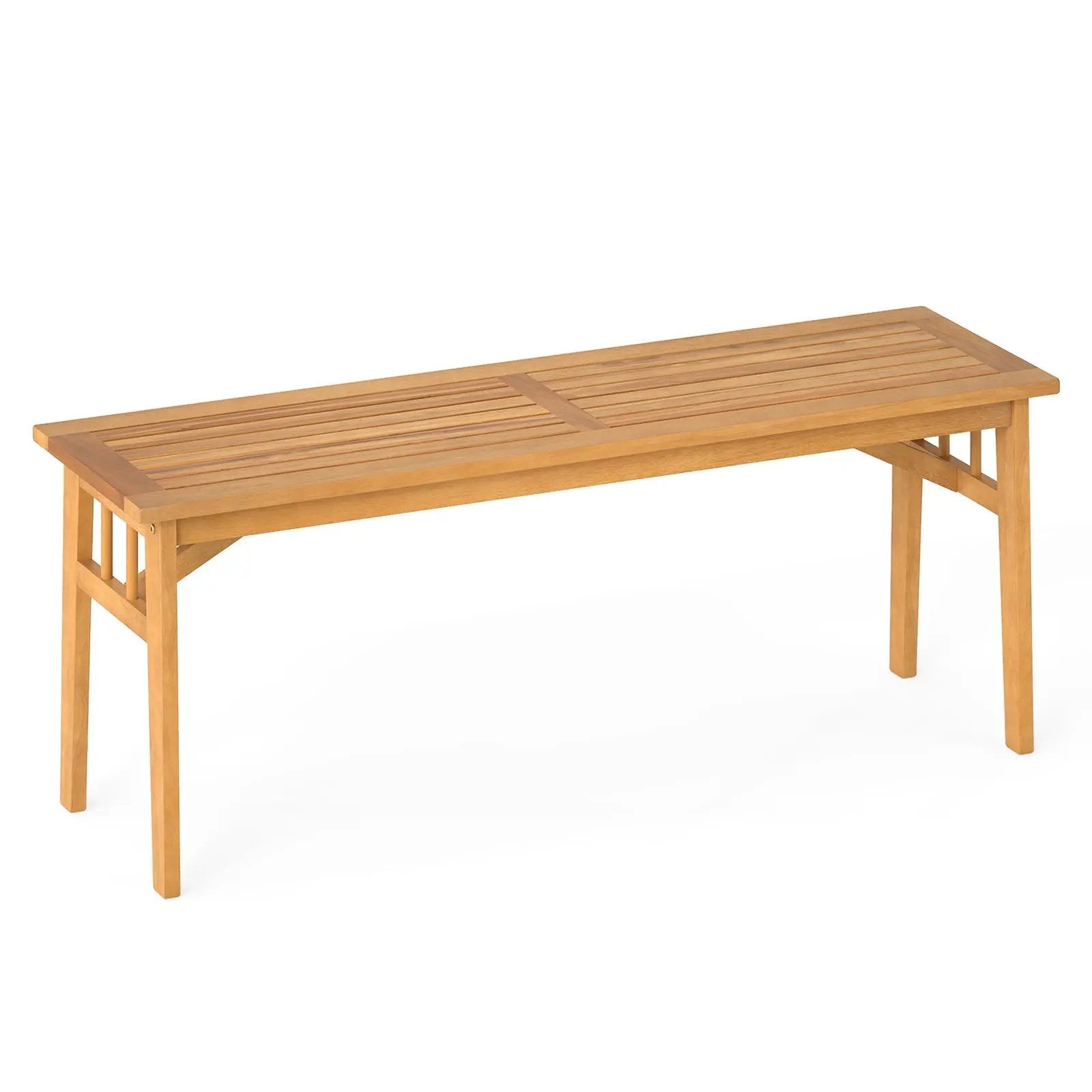 48 Inches Acacia Wood Bench with Breathable Slat Seat and Stable Triangular Structure by DirectDeals