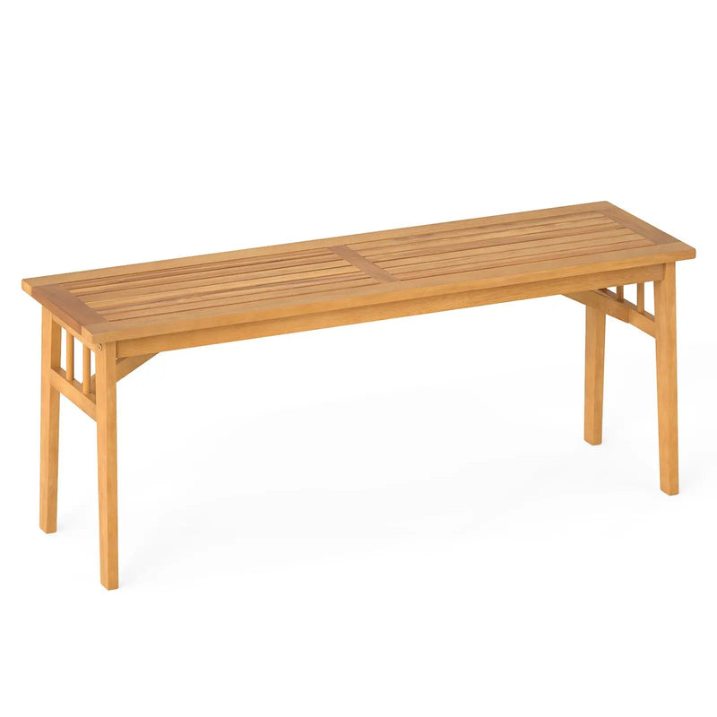 48 Inches Acacia Wood Bench with Breathable Slat Seat and Stable Triangular Structure by DirectDeals