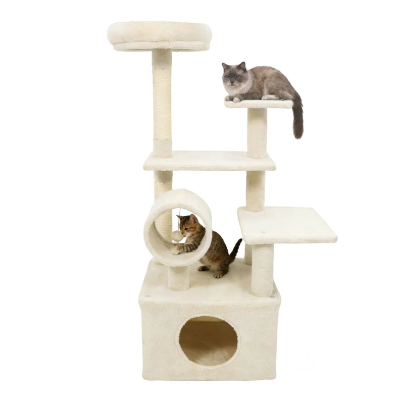 48 Inches Tall Cat Tree Multi-Level Kitten Tower with Large Condo Padded Top Perch by DirectDeals