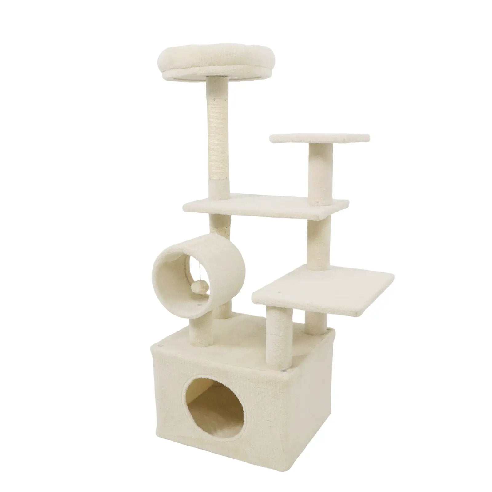 48 Inches Tall Cat Tree Multi-Level Kitten Tower with Large Condo Padded Top Perch by DirectDeals