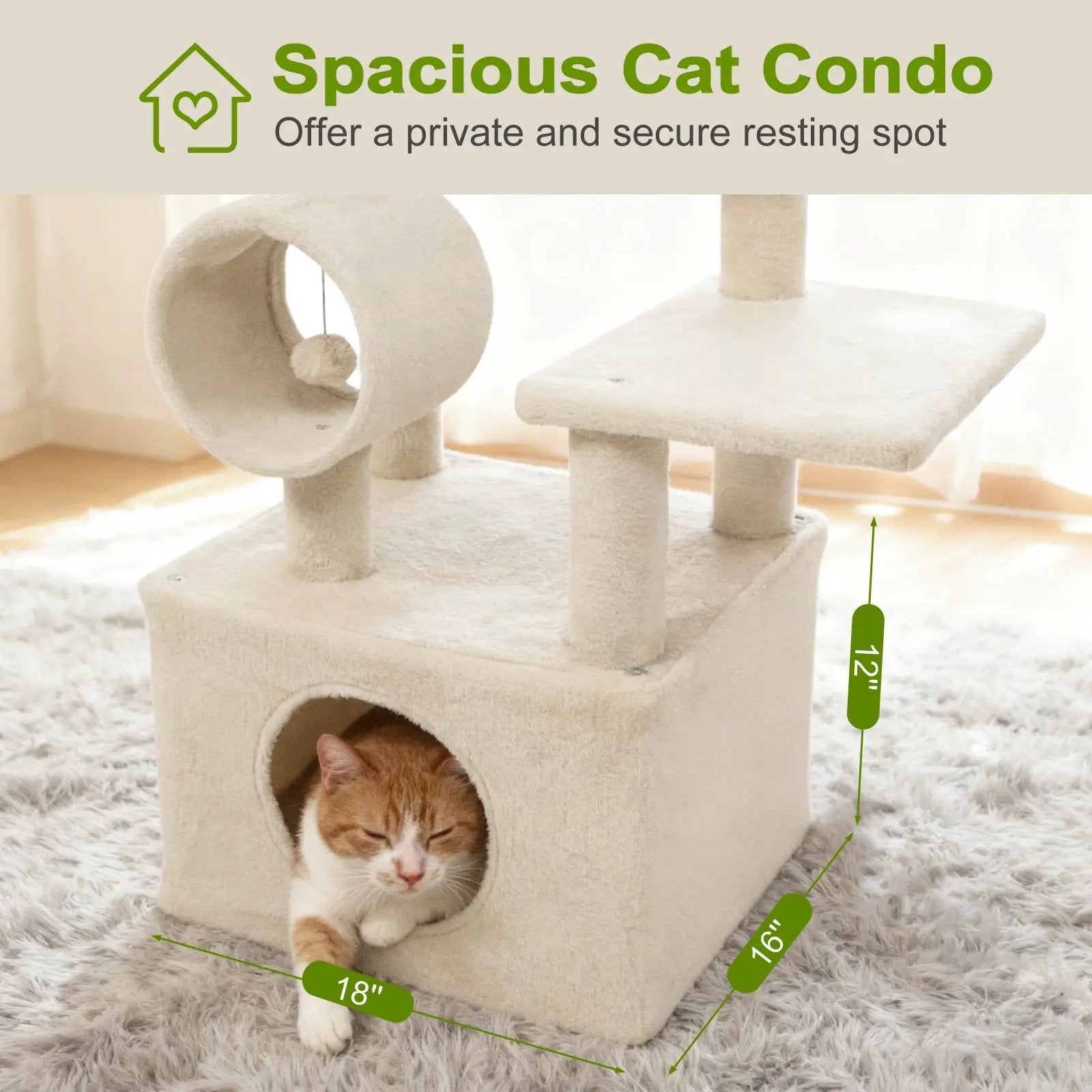 48 Inches Tall Cat Tree Multi-Level Kitten Tower with Large Condo Padded Top Perch by DirectDeals