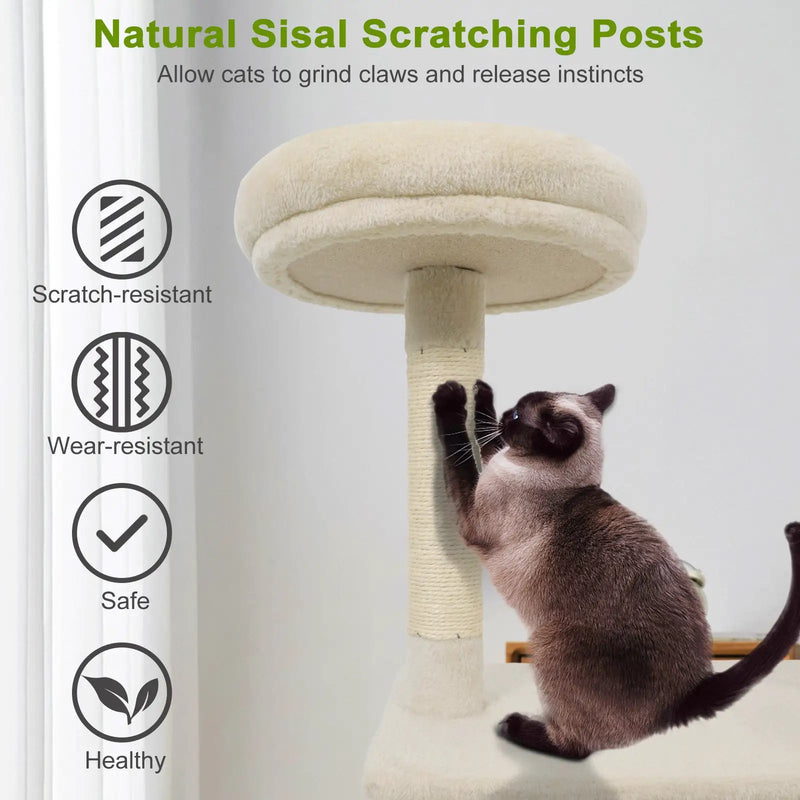 48 Inches Tall Cat Tree Multi-Level Kitten Tower with Large Condo Padded Top Perch by DirectDeals