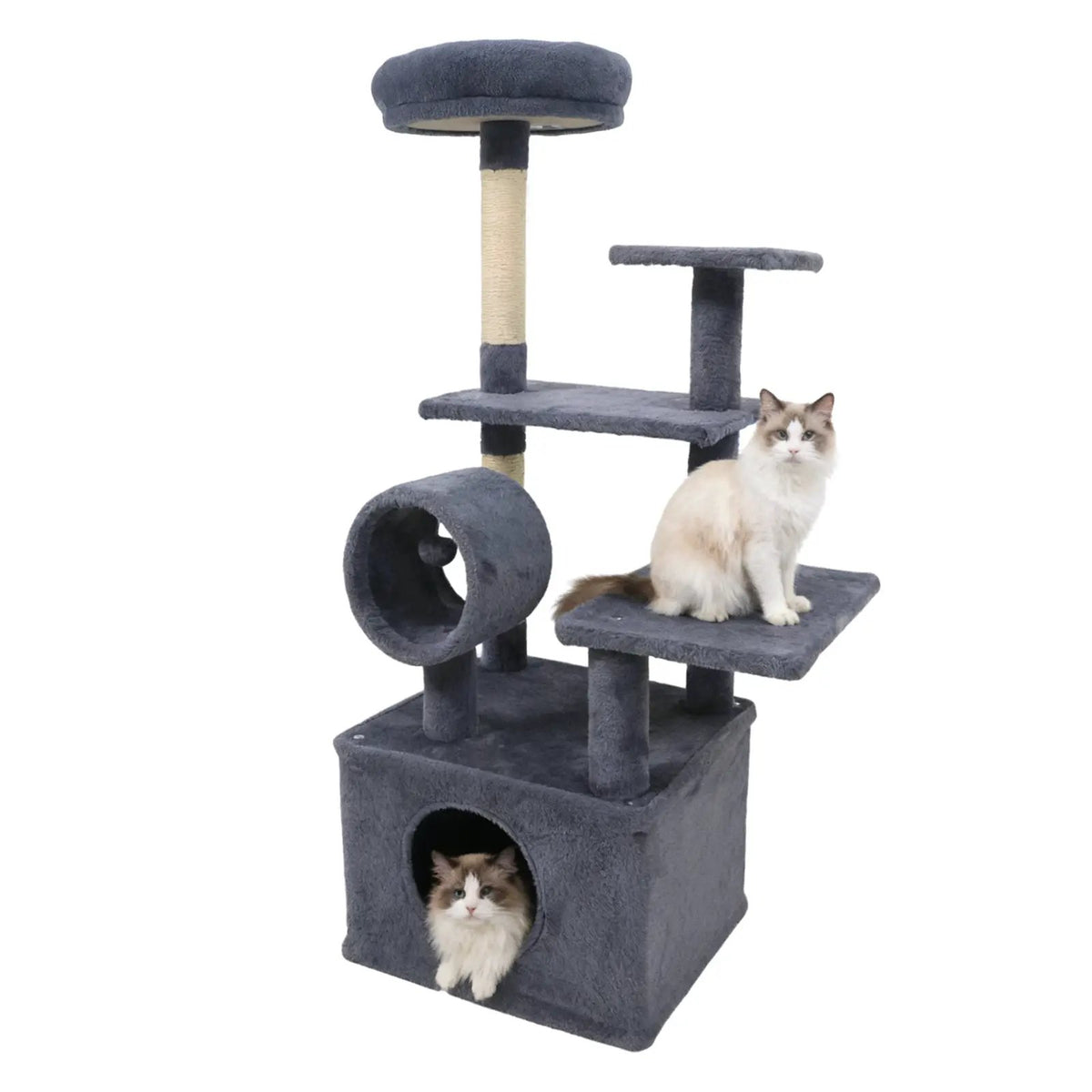 48 Inches Tall Cat Tree Multi-Level Kitten Tower with Large Condo Padded Top Perch by DirectDeals