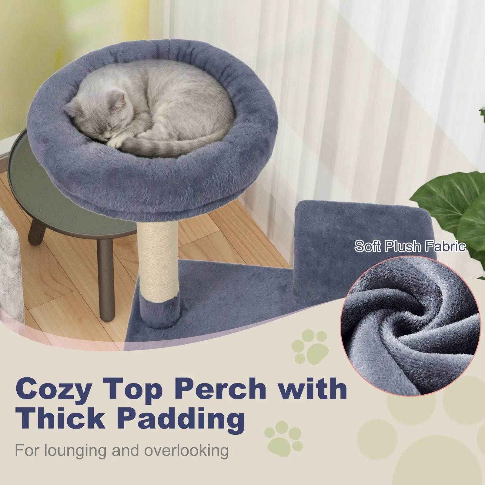 48 Inches Tall Cat Tree Multi-Level Kitten Tower with Large Condo Padded Top Perch by DirectDeals