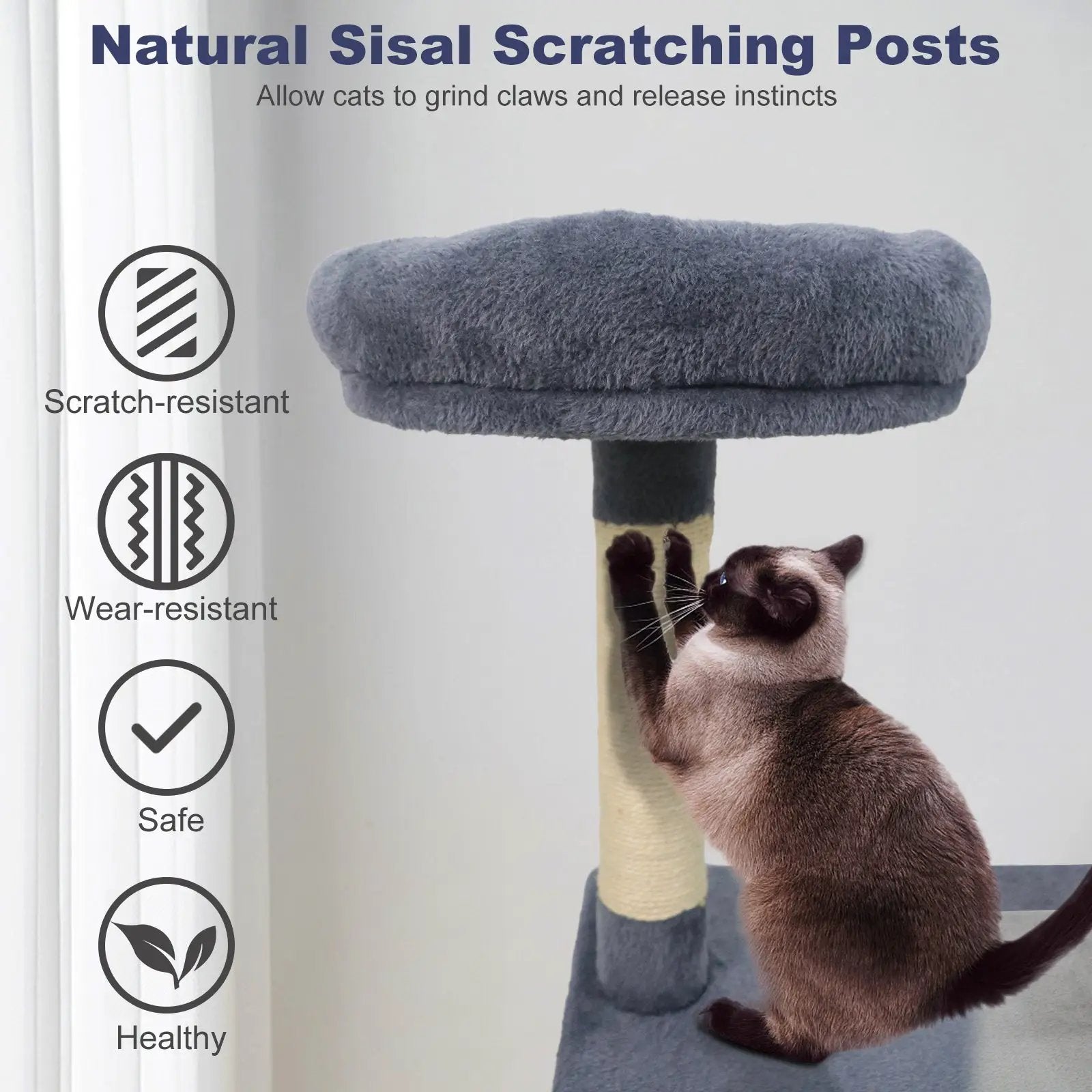 48 Inches Tall Cat Tree Multi-Level Kitten Tower with Large Condo Padded Top Perch by DirectDeals