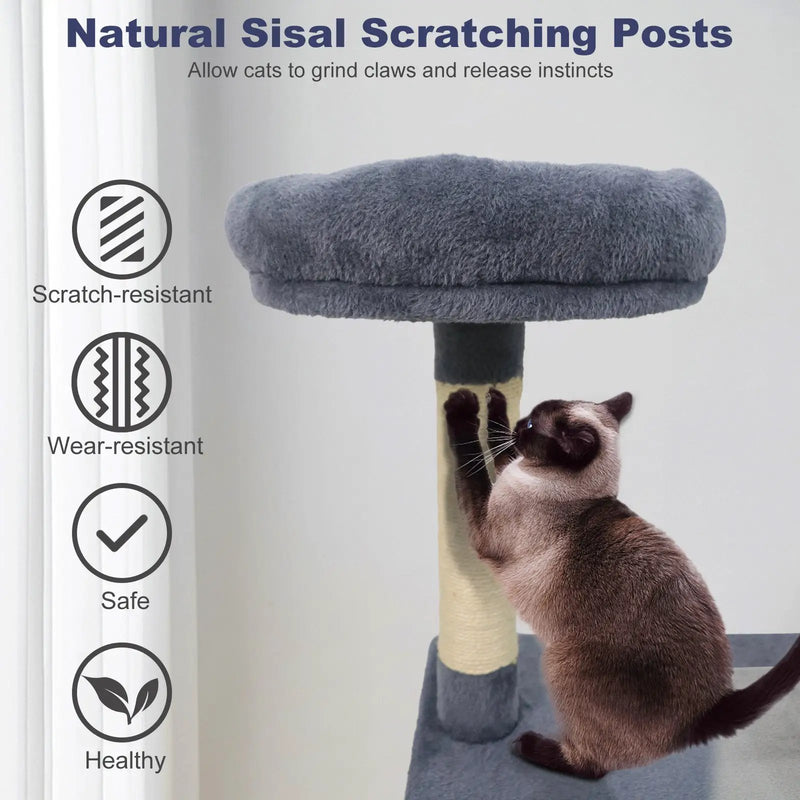 48 Inches Tall Cat Tree Multi-Level Kitten Tower with Large Condo Padded Top Perch by DirectDeals