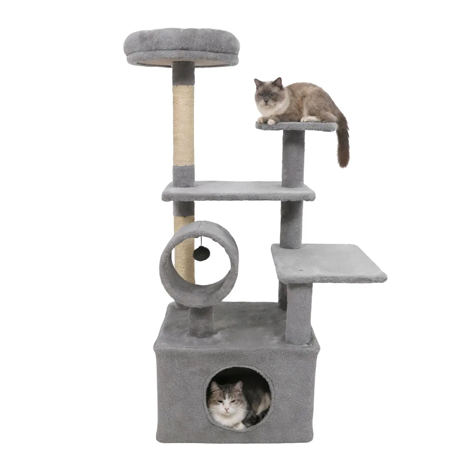 48 Inches Tall Cat Tree Multi-Level Kitten Tower with Large Condo Padded Top Perch by DirectDeals