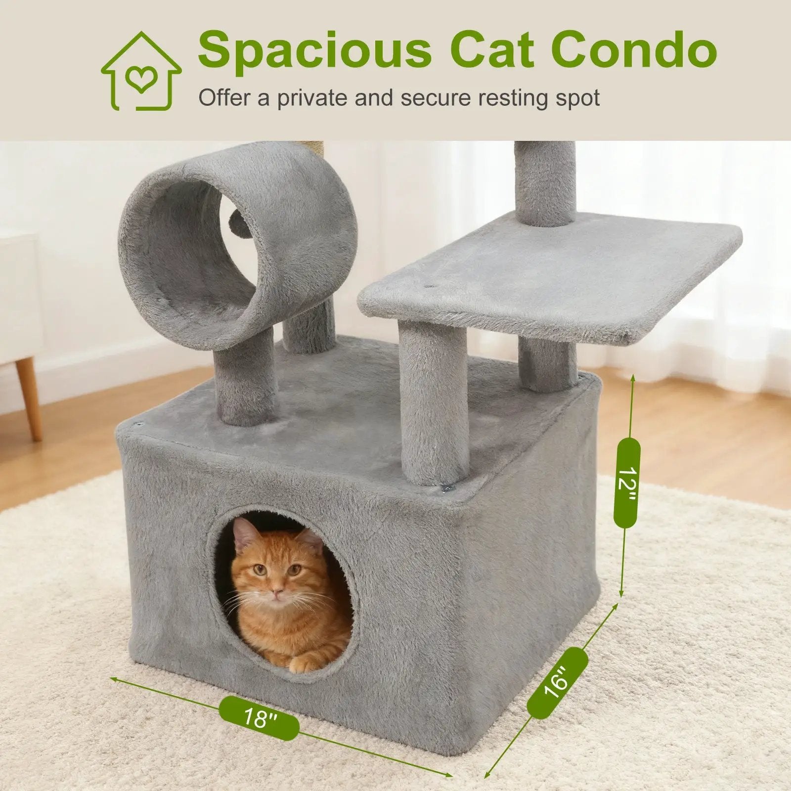 48 Inches Tall Cat Tree Multi-Level Kitten Tower with Large Condo Padded Top Perch by DirectDeals